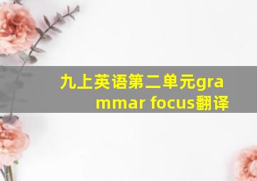 九上英语第二单元grammar focus翻译